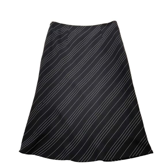 Vintage Midi Length Black Chiffon Skirt with White Embroidery Size Small‎ - Picture 1 of 9